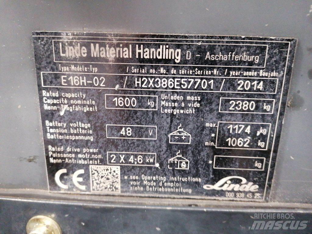 Linde E16H-02 شاحنات ذات رافعات شوكية تعمل بالكهرباء
