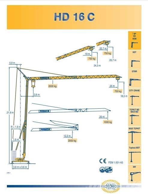 Potain HD 16 C رافعات ذاتية الارتفاع