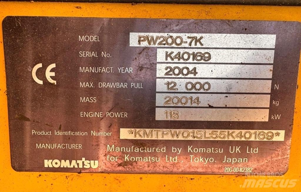 Komatsu PW 200-7K حفارات بعجل