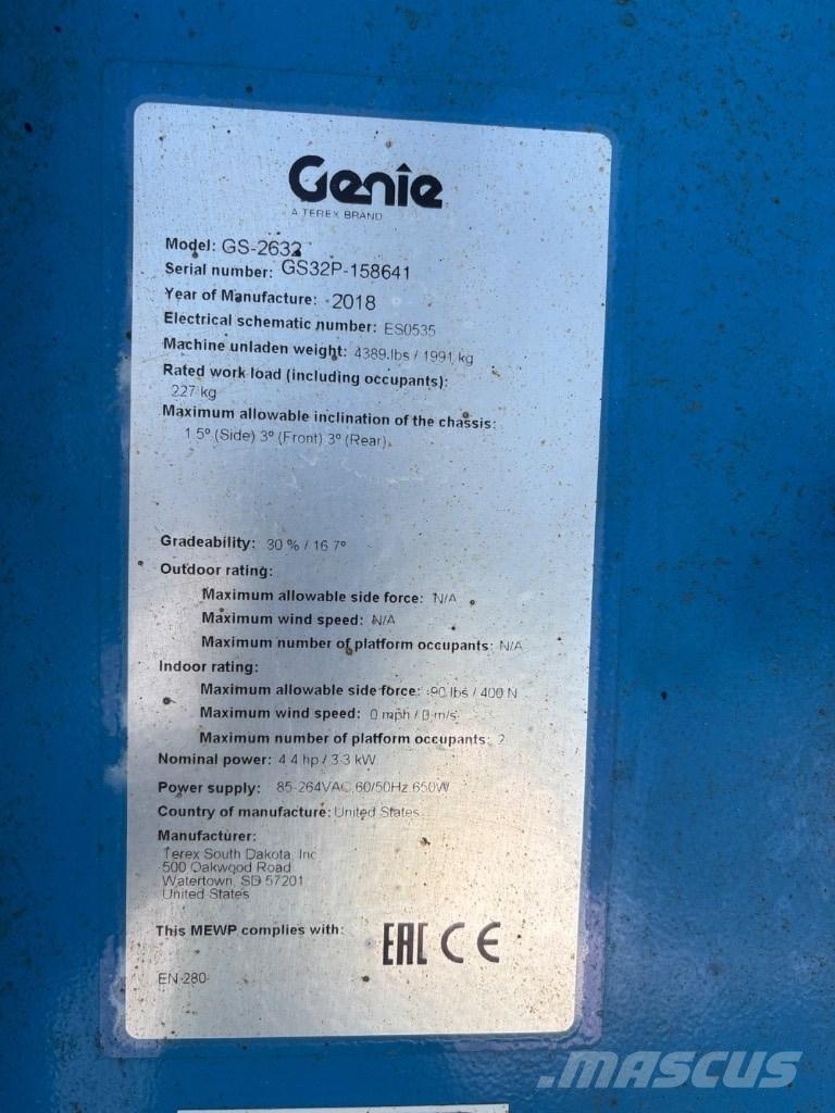 Genie GS 2632 رافعات مقصية الشكل