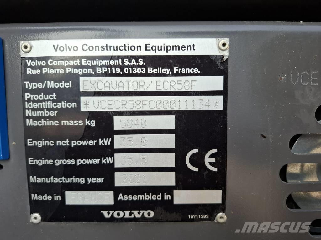 Volvo ECR 58 F حفارات صغيرة أقل من 7 طن (حفارات صغيرة)
