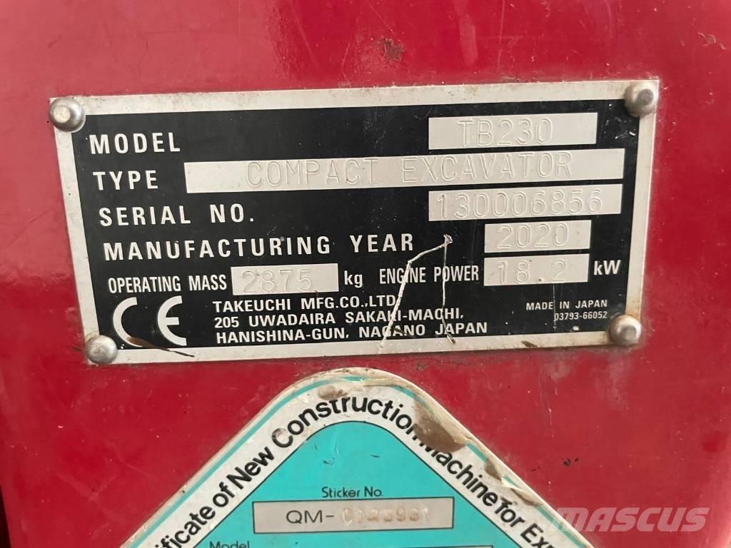 Takeuchi TB 230 حفارات صغيرة أقل من 7 طن (حفارات صغيرة)