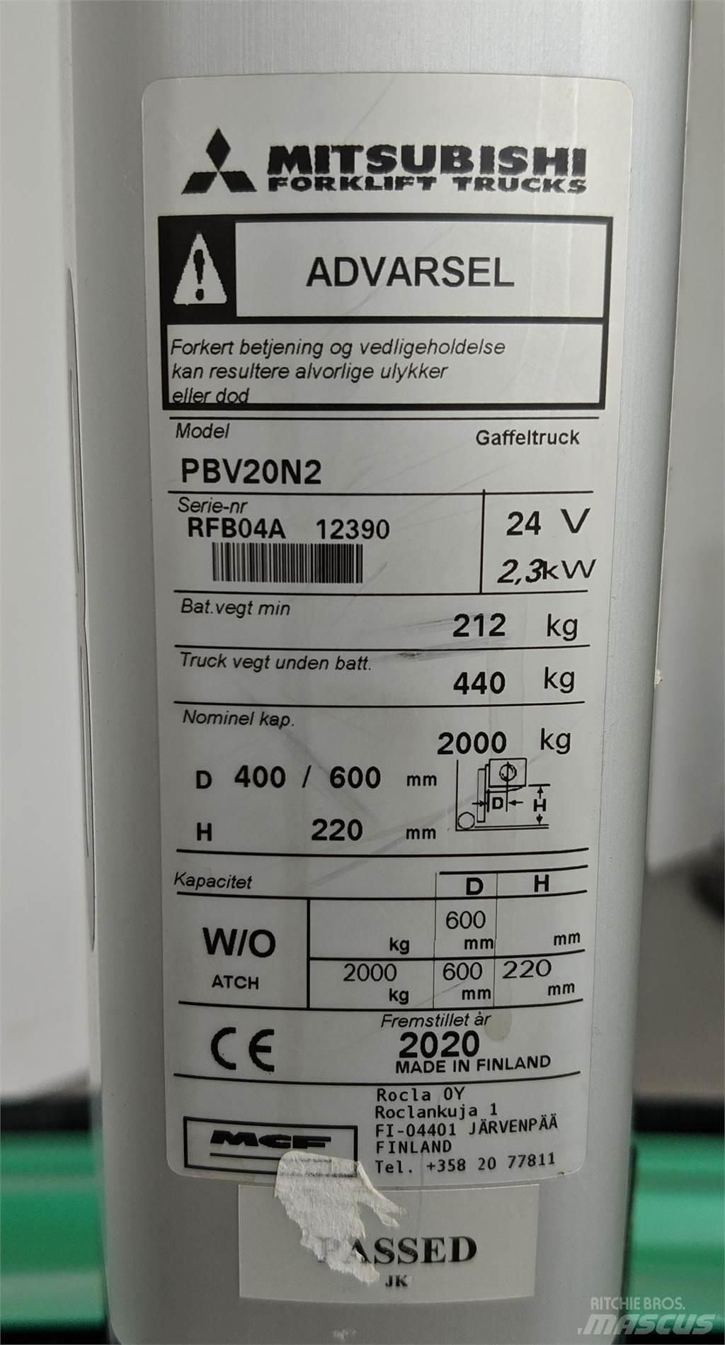 Mitsubishi PBV20N2 شاحنات ذات رافعات شوكية - أخرى