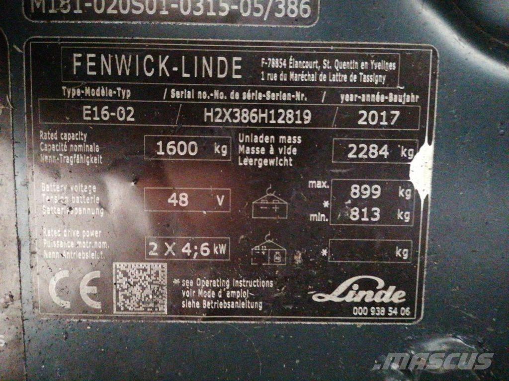 Linde E16-02 شاحنات ذات رافعات شوكية تعمل بالكهرباء