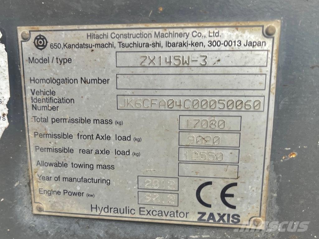 Hitachi ZX 145 W-3 حفارات بعجل