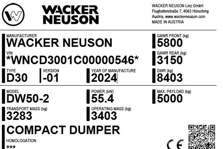Wacker Neuson DW50-2 عربات نقل قلابة للمواقع