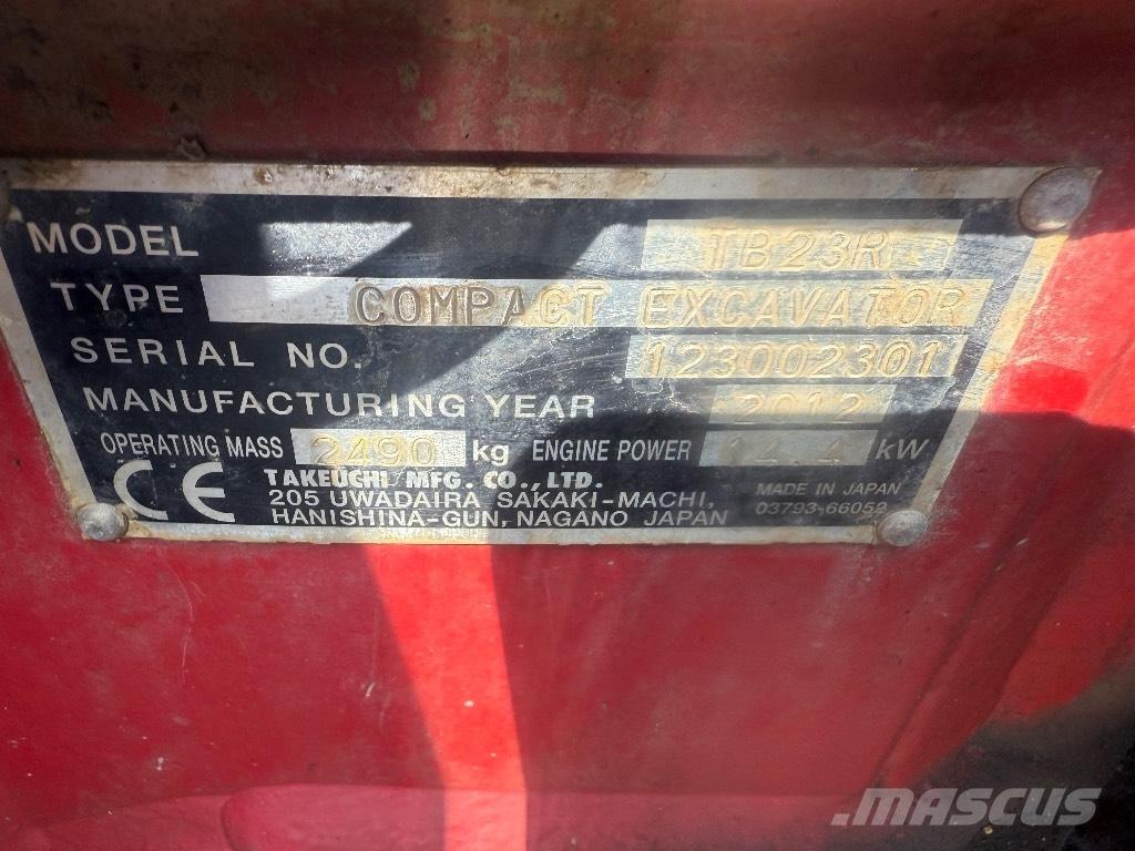 Takeuchi TB 23 R حفارات صغيرة أقل من 7 طن (حفارات صغيرة)