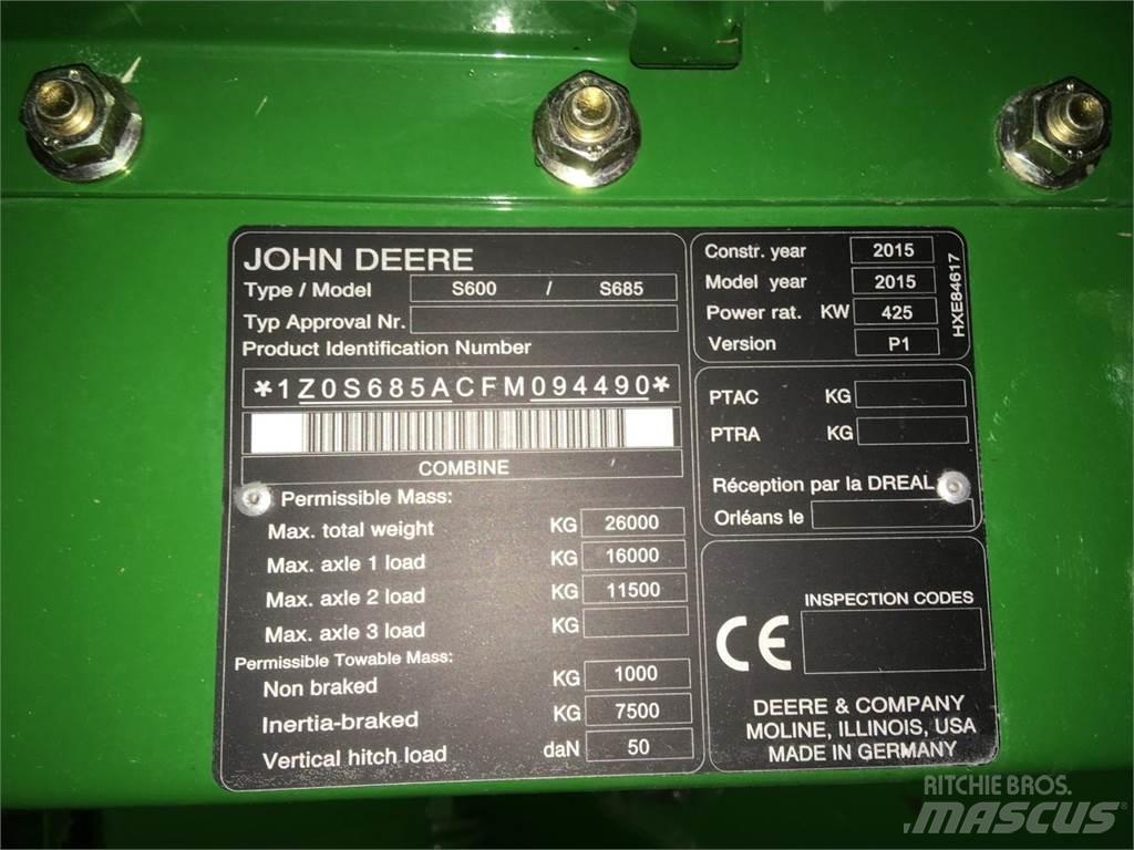 John Deere S685 حصادات