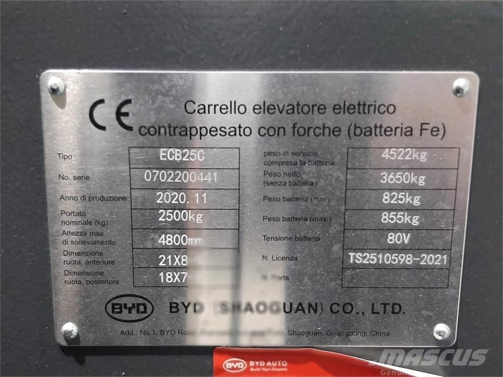 BYD ECB25C شاحنات ذات رافعات شوكية تعمل بالكهرباء