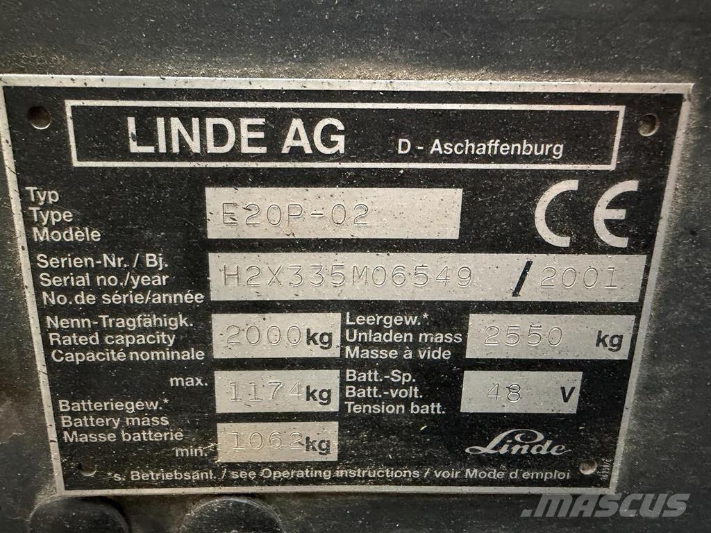 Linde E20P-02 شاحنات ذات رافعات شوكية تعمل بالكهرباء