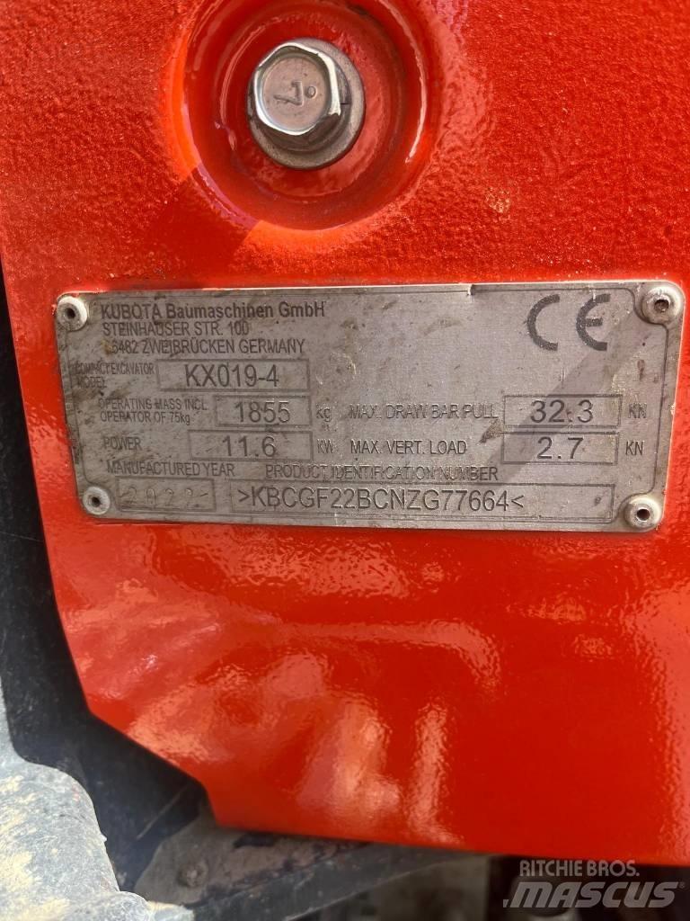 Kubota KX 019-4 حفارات صغيرة أقل من 7 طن (حفارات صغيرة)