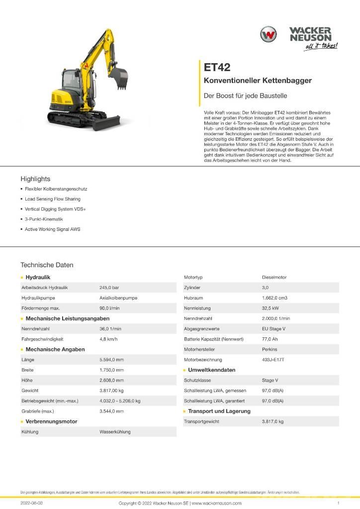 Wacker Neuson ET 42 حفارات زحافة