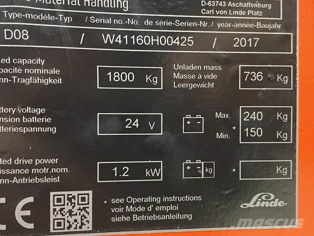 Linde D08 معدات التكديس الجوالة