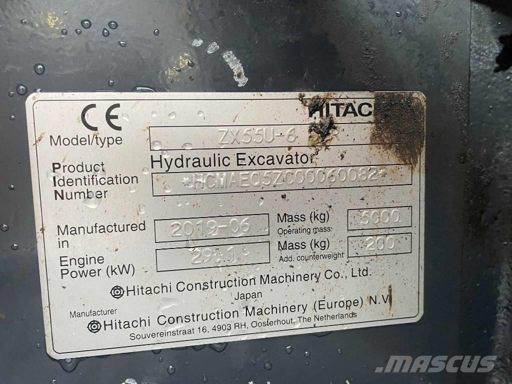 Hitachi ZX 55 U-6 حفارات صغيرة أقل من 7 طن (حفارات صغيرة)