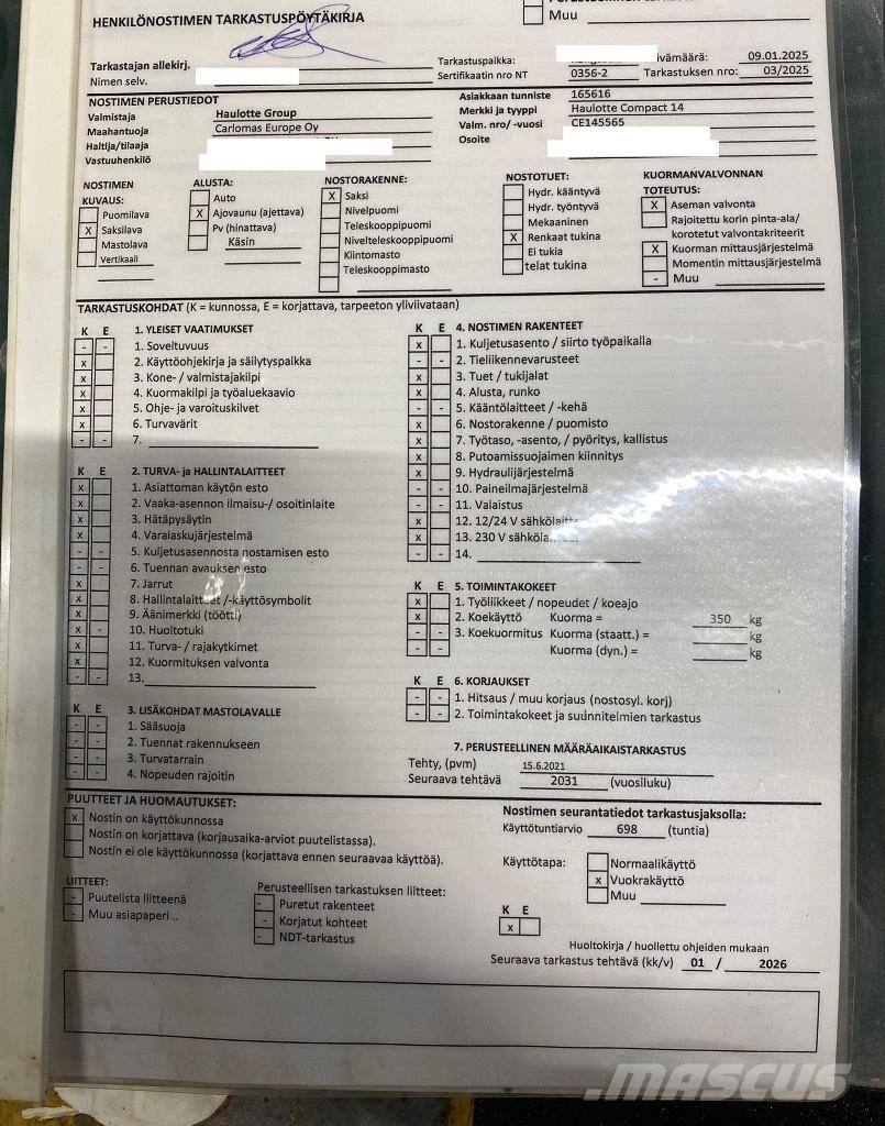 Haulotte Compact 14 رافعات مقصية الشكل