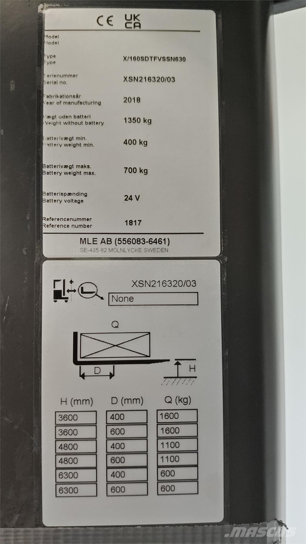 Atlet XSN160E شاحنات مناولة ذاتية الدفع