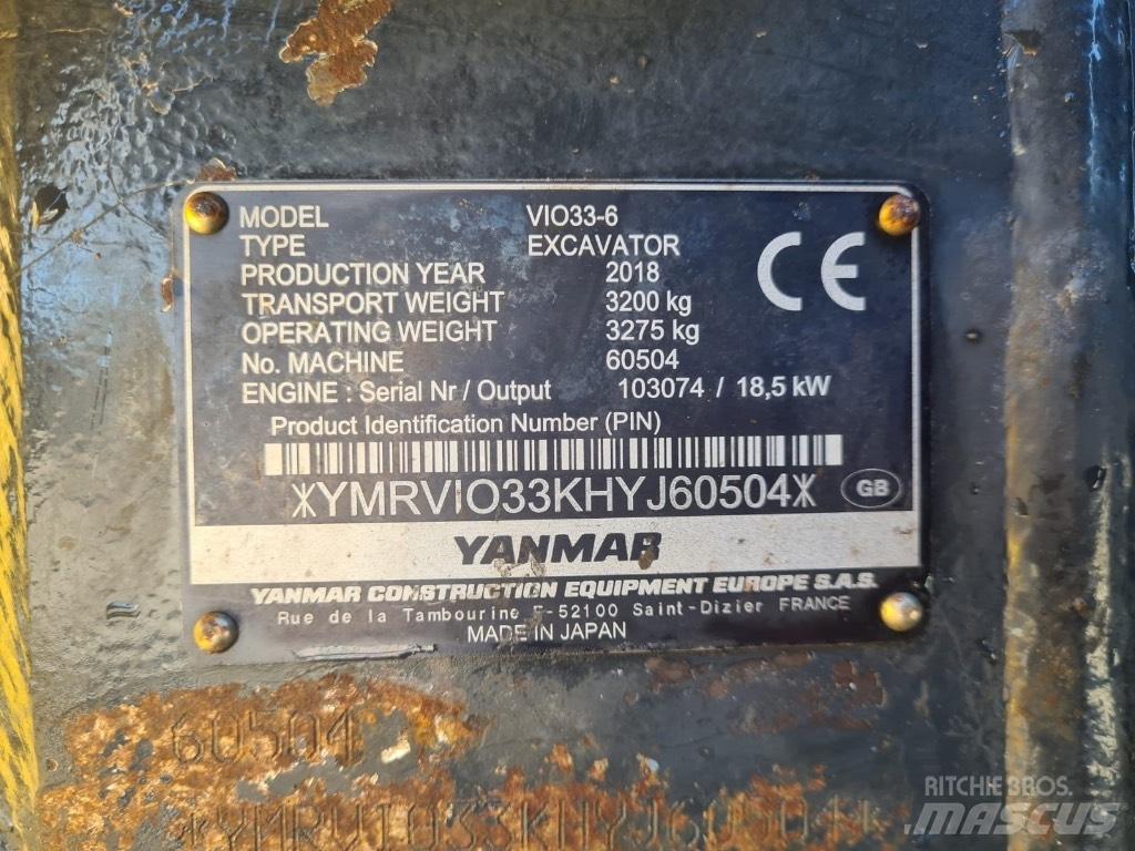 Yanmar VIO33-6 حفارات صغيرة أقل من 7 طن (حفارات صغيرة)