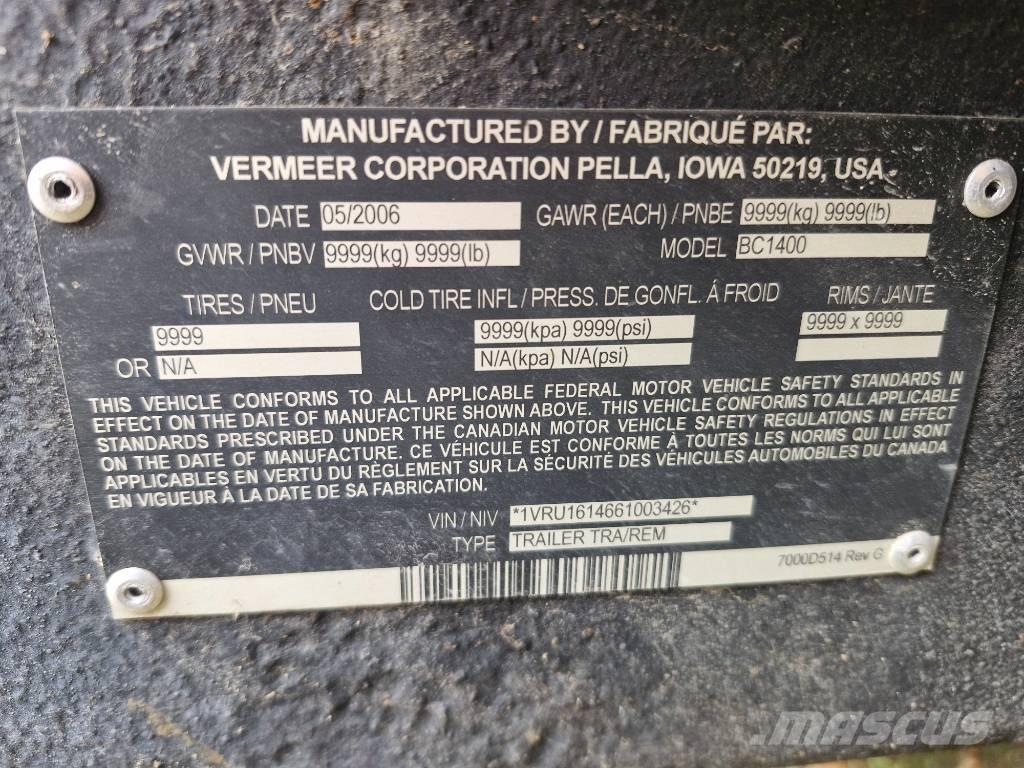 Vermeer BC1400 ماكينات تقطيع أخشاب الحراجة