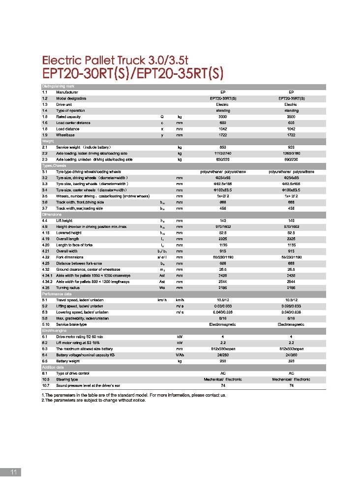 EP EPT20-35RTS رافعة منخفضة المستوى ذات منصة