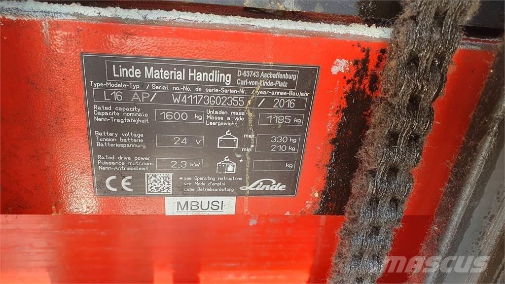 Linde L16AP معدات التكديس الجوالة