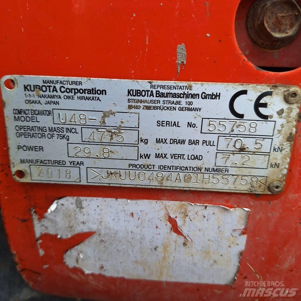 Kubota U 48-4 حفارات صغيرة أقل من 7 طن (حفارات صغيرة)