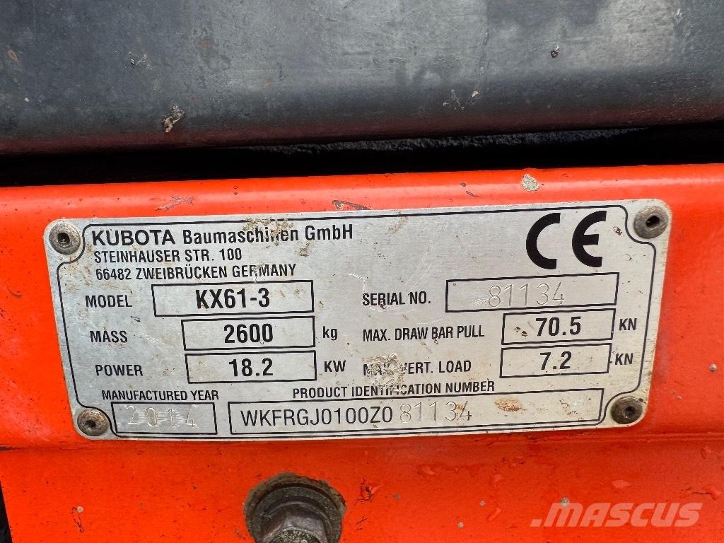 Kubota KX 61-3 حفارات صغيرة أقل من 7 طن (حفارات صغيرة)
