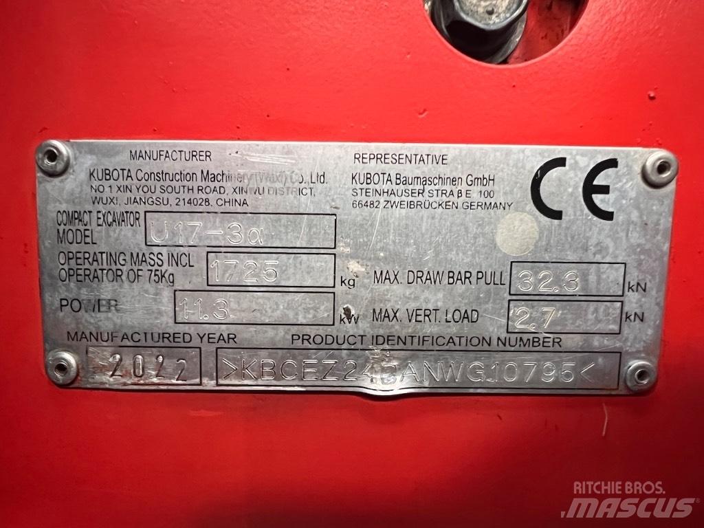Kubota U 17-3 حفارات صغيرة أقل من 7 طن (حفارات صغيرة)
