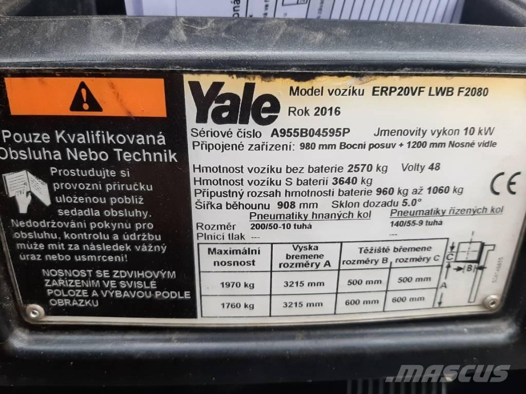 Yale ERP20VF LWB شاحنات ذات رافعات شوكية تعمل بالكهرباء