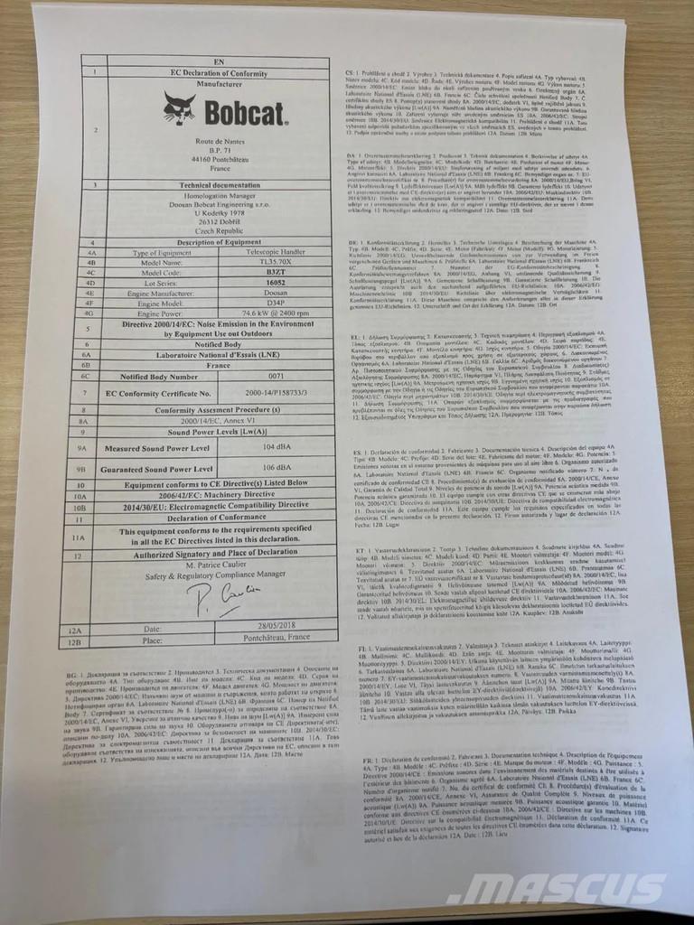 Bobcat TL35.70X معدات مناولة لأغراض الزراعة