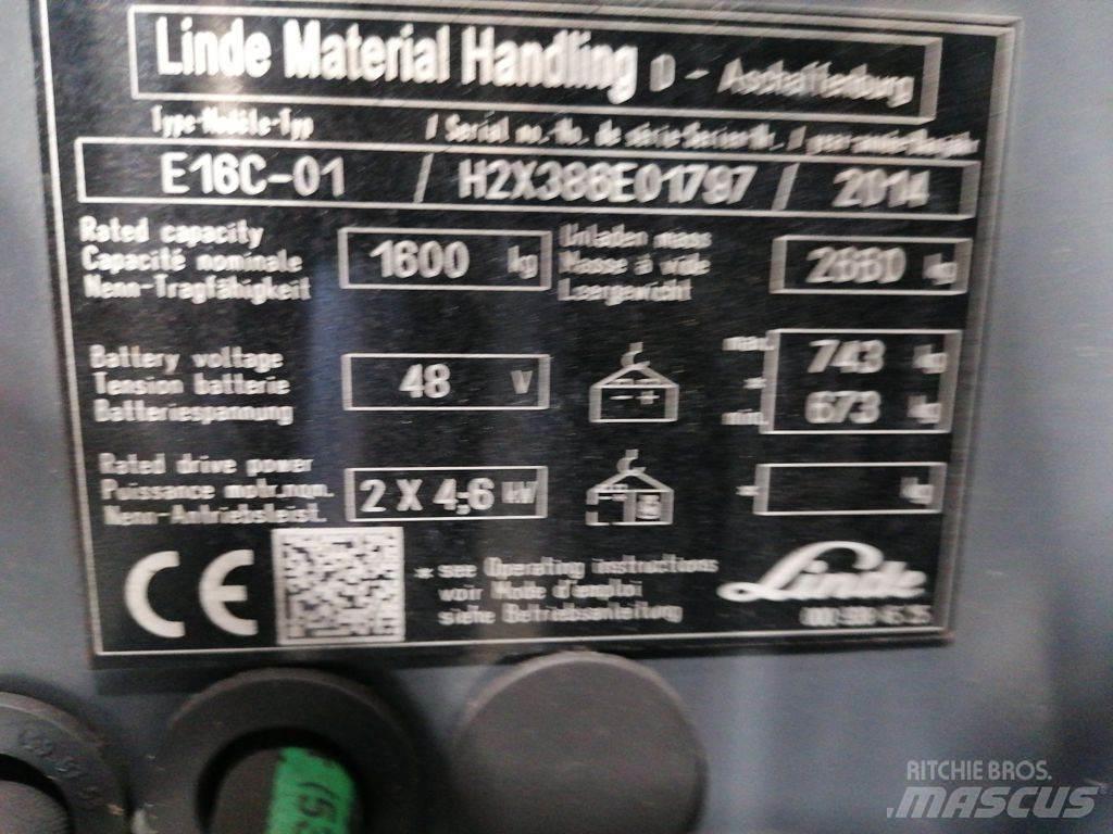 Linde E16C-01 شاحنات ذات رافعات شوكية تعمل بالكهرباء