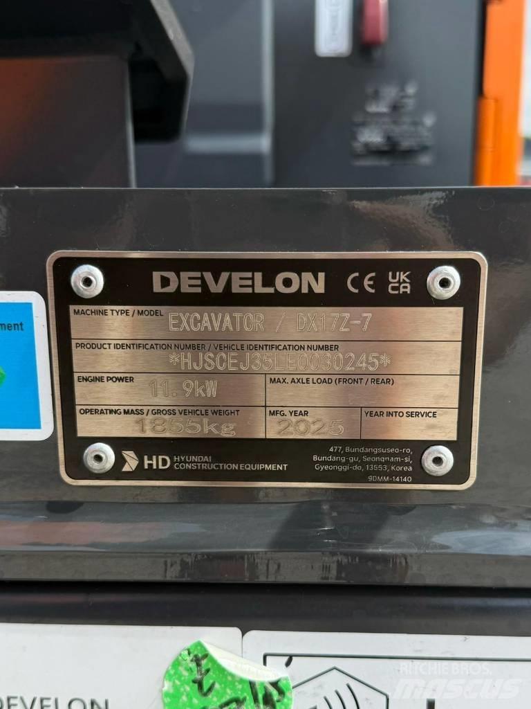Develon DX 17 Z-7 حفارات صغيرة أقل من 7 طن (حفارات صغيرة)