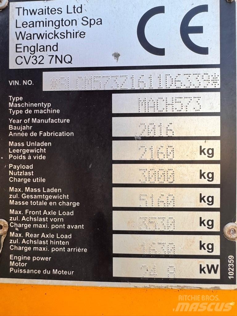 Thwaites 3 tonne عربات نقل قلابة للمواقع