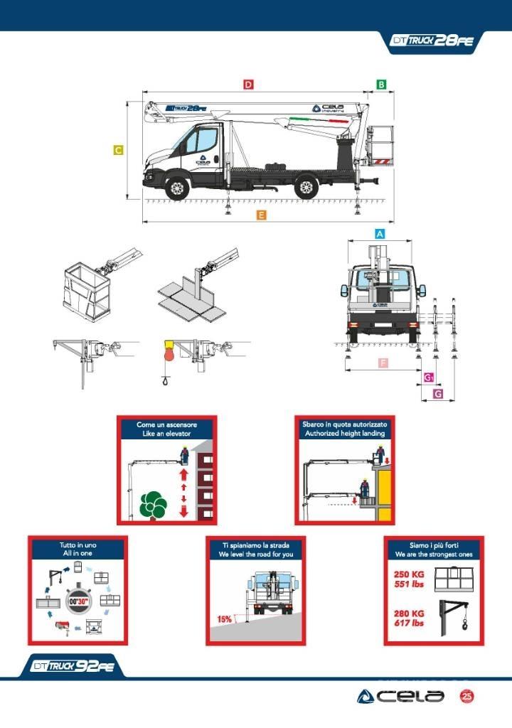 Cela DT 28 truck FE المنصات الهوائية المثبتة على شاحنة