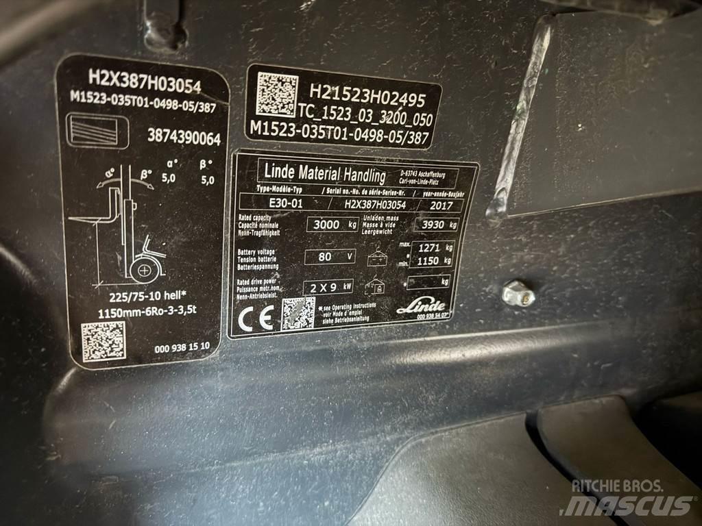Linde E30-01 شاحنات ذات رافعات شوكية تعمل بالكهرباء