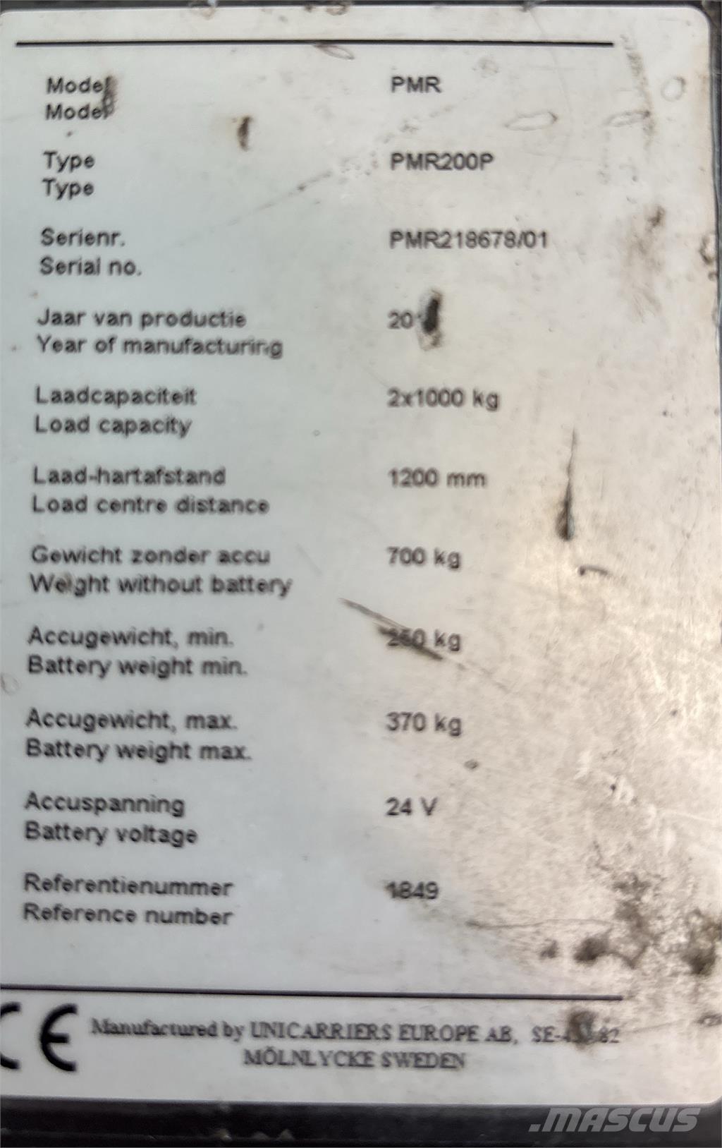 UniCarriers PMR200 شاحنة ذات منصة