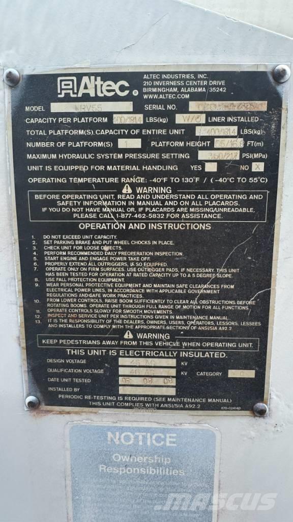 Altec LRV55 المنصات الهوائية المثبتة على شاحنة