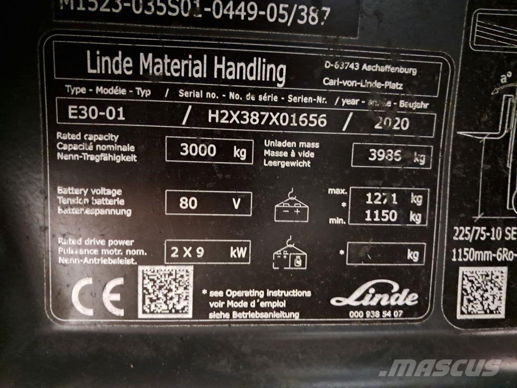 Linde E30-01 شاحنات ذات رافعات شوكية تعمل بالكهرباء