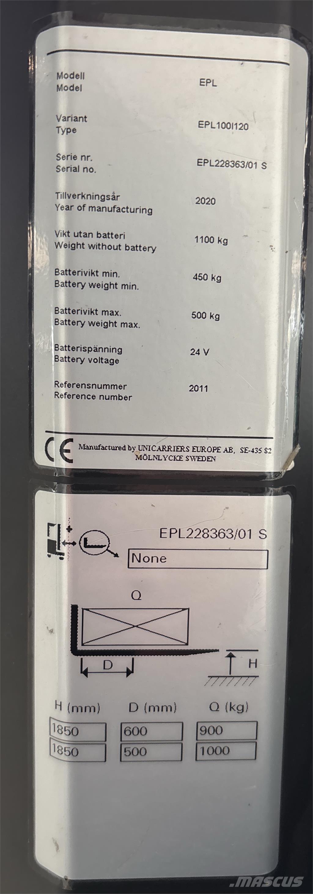 UniCarriers EPL100 معدات الرفع عالي المستوى