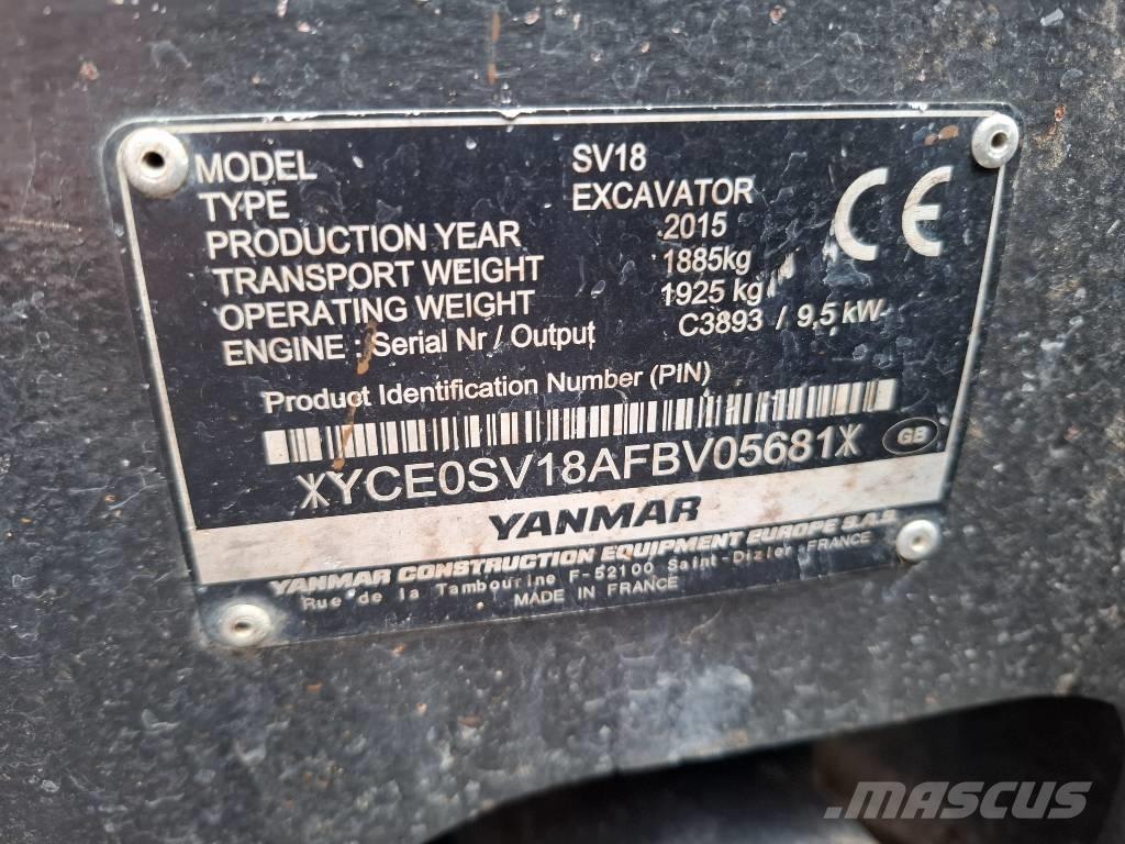 Yanmar SV 18 حفارات صغيرة أقل من 7 طن (حفارات صغيرة)