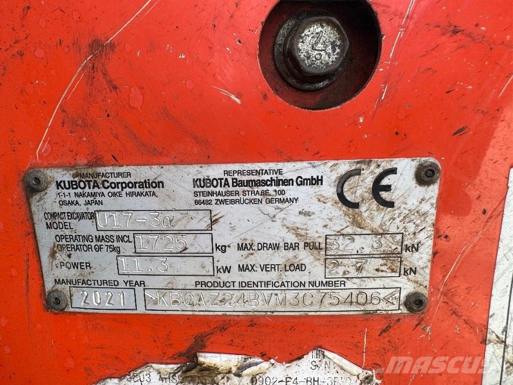 Kubota U 17-3 حفارات صغيرة أقل من 7 طن (حفارات صغيرة)
