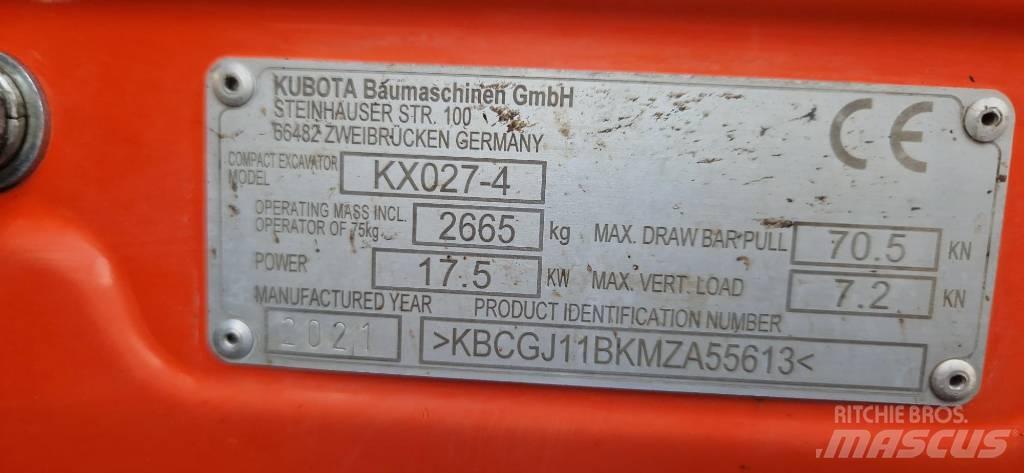 Kubota KX 027-4 حفارات صغيرة أقل من 7 طن (حفارات صغيرة)