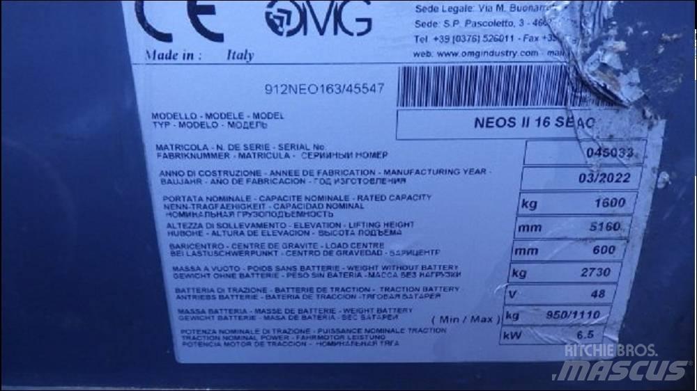 OMG NEOS II 16 SAEC شاحنات ذات رافعات شوكية تعمل بالكهرباء