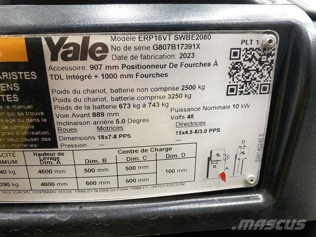 Yale ERP16VT شاحنات ذات رافعات شوكية تعمل بالكهرباء