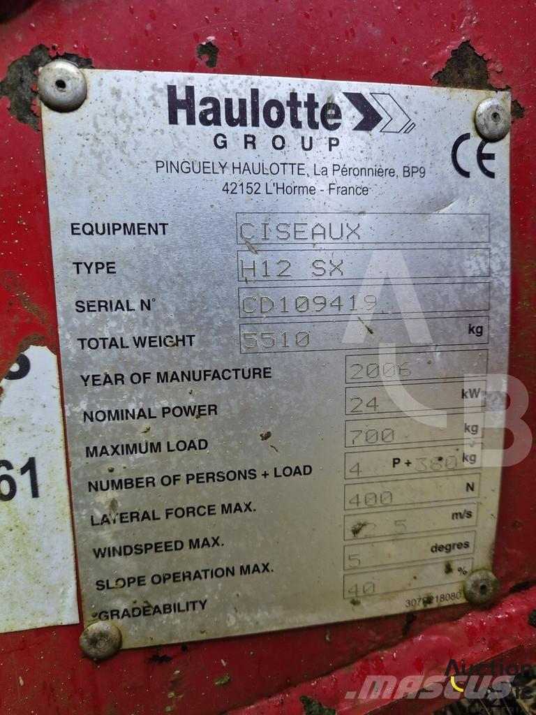 Haulotte H 12 SX رافعات مقصية الشكل