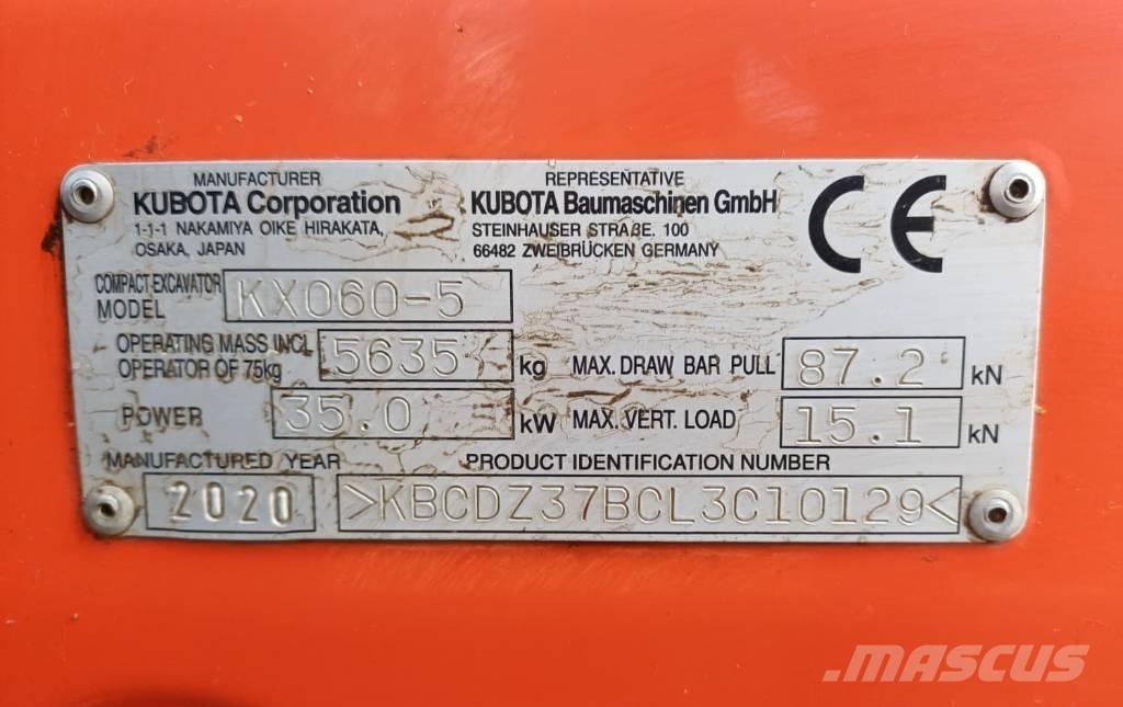 Kubota KX 060-5 حفارات صغيرة أقل من 7 طن (حفارات صغيرة)