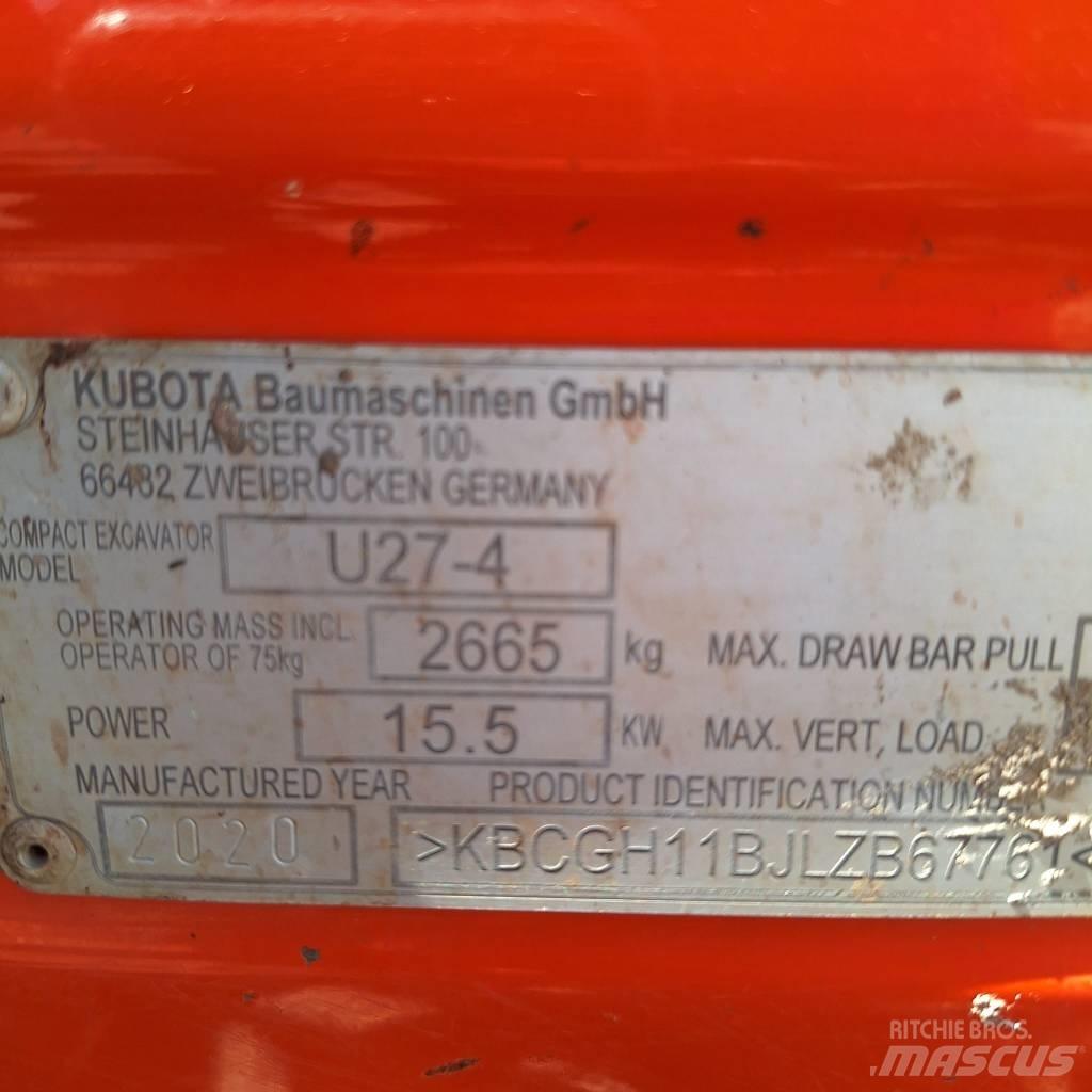 Kubota U 27-4 حفارات صغيرة أقل من 7 طن (حفارات صغيرة)