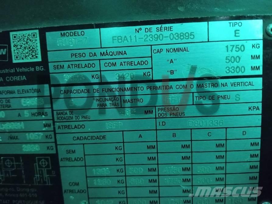 Doosan B 18 T-7 شاحنات ذات رافعات شوكية تعمل بالكهرباء