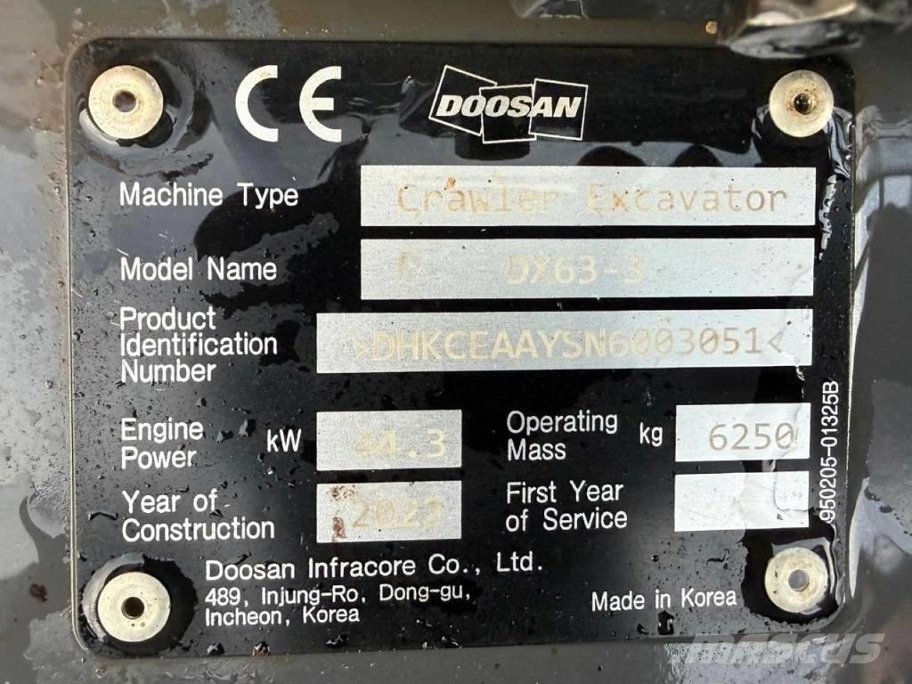 Doosan DX 63-3 حفارات زحافة