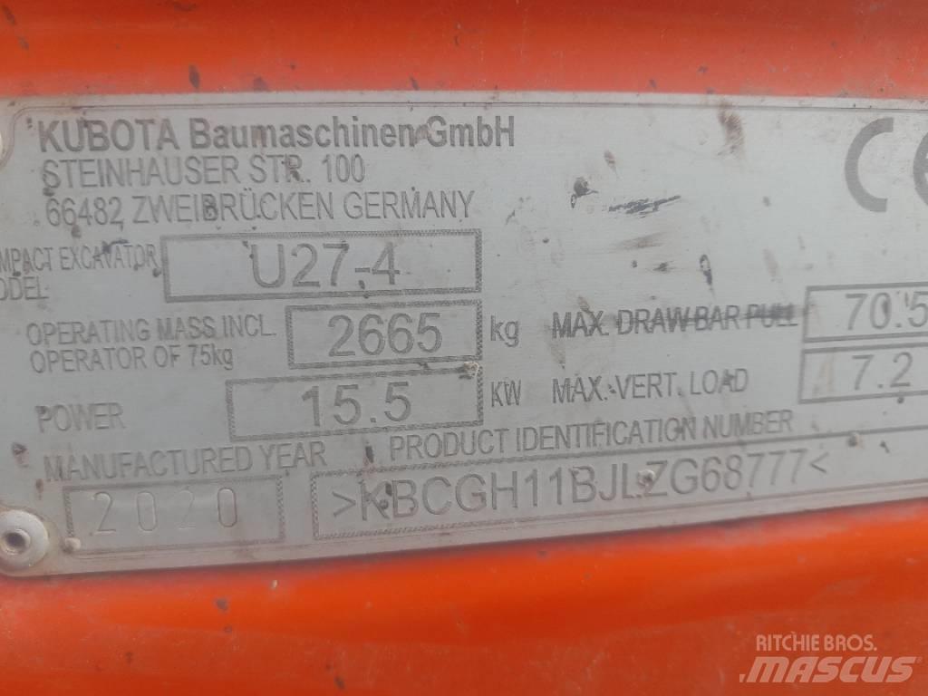 Kubota U 27-4 حفارات صغيرة أقل من 7 طن (حفارات صغيرة)