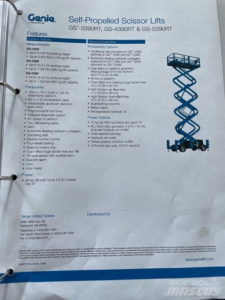 Genie GS 5390 RT رافعات مقصية الشكل